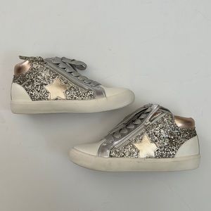 Unionbay Emma Silver And Gold Star Glitter Hightop Sneakers